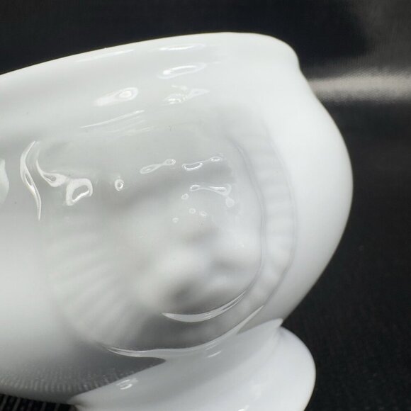 Bistro By Over And Back Lions Head White Porcelain Pedestal Bowl Dish Set2 Bowls - Picture 2 of 16